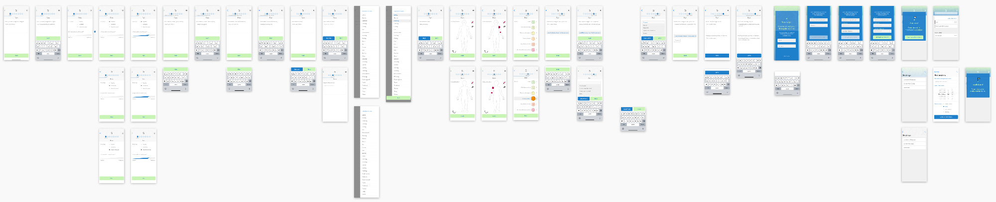 view of many SymPath prototype screens