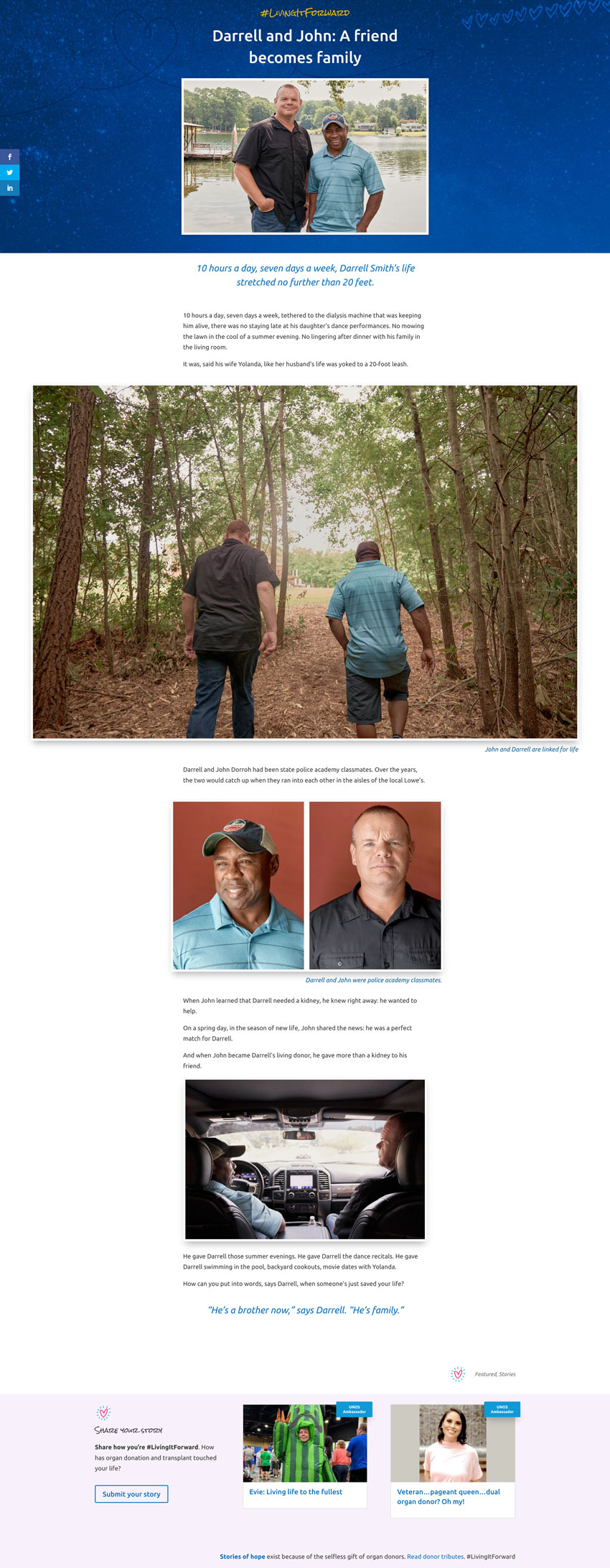 Landing page of submitted stories